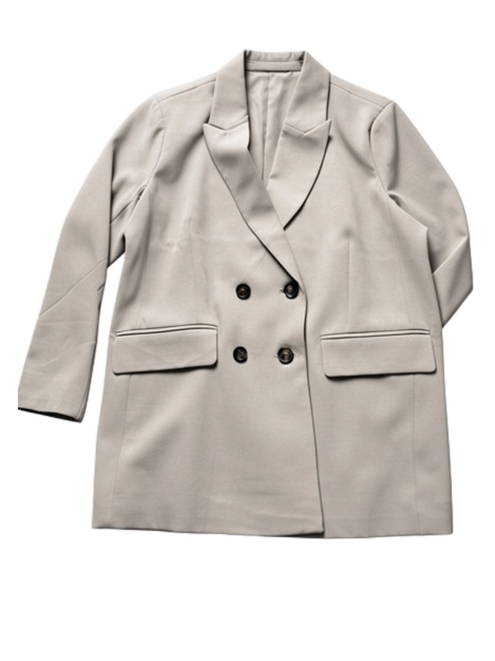 Womens Double-Breasted soft Blazer in Light Beige
